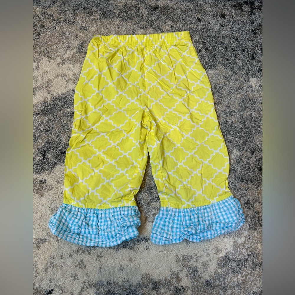 Yellow and Blue girls size 6 capris